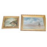 Pair Framed Landscape and Seascape Paintings