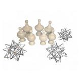 7 Heavy Resin Finials And 3 Wire Star Sculptures