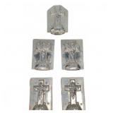 5 Vintage Metal Crucifix Candy Molds