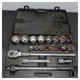 Ratchet Socket Set With Extension Bars In Case