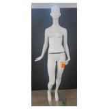 Glossy White Female Mannequin with Stand