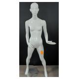 Glossy White Female Mannequin with Stand