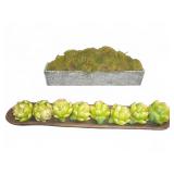 Faux Artichoke Decor and Moss Planter Set