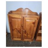 Wood Wall Cabinet With Double Doors And Shelves