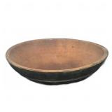 Large Hand-Carved Wood Dough Bowl Green Paint