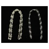 2 Silver Tone Necklaces w/ Floral & Filigree Links