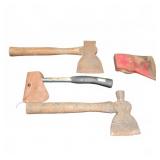 3 Vintage Axes, 1 Camp Hatchet with Sheath