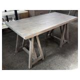 Gray Wood Trestle Table Rectangular Top