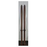 Wooden Skis With Metal Bindings