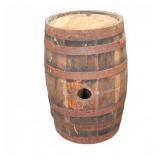 Vintage Wooden Barrel W/ Iron Bands And Spout Hole