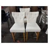 3 Upholstered Bar Stools with Wood Legs
