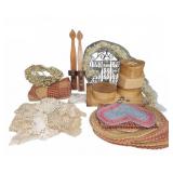 Quilted Textile Decor Boxes Doilies Placemats