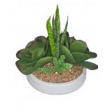 Artificial Succulent Arrangement in White Pot