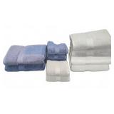 Set of Blue, Grey & White Bath Towels