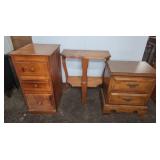 Three Assorted Wooden Side Tables and Drawers