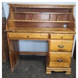 Wooden Desk With Drawers and Hutch