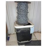 Roll of Galvanized Chain With Pail of Chain Links