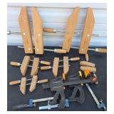 Wooden Hand Screw and Bar Clamps Lot