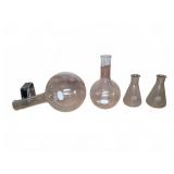 Pyrex Glass Flask Lot 2000ml 1000ml 2 Erlenmeyer