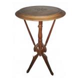 Wood Pedestal Table With Carved Star Motif