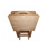 4 Wooden TV Trays With Stand