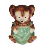 WIA USA Ceramic Bear Cookie Jar Green Bow