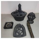 Cast Iron Maritime Items Compass Telescope Lot