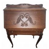 Wood Secretary Desk With Carved Detail