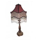 Beaded Fabric Shade Bronze Table Lamp