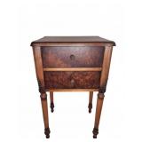 Wood Two-Drawer Side Table with Turned Legs