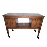 Wooden Rolling Buffet Cabinet With Storage Shelves