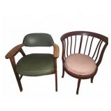 Wood Accent Chairs, 1 Green , 1 Pink