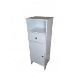 White 1-Drawer 1-Door Particle Board Cabinet