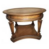 Round Wood Side Table With Lower Shelf