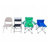 4 Folding Chairs Mixed Styles Fabric Metal
