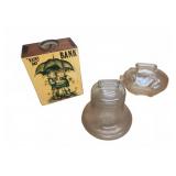 Three Vintage Coin Banks: Rainy Day, Pig, Liberty