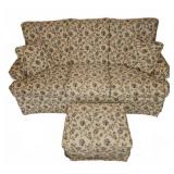 Floral Upholstered Loveseat And Ottoman Set