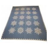 Blue and White Star Pattern Patchwork Quilt