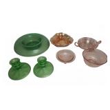 Depression Glass Bowls And Candle Holders