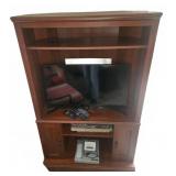 Wood Entertainment Center With TV, DVD, Books