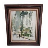 Framed Cityscape Painting on Canvas