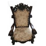 Victorian Carved Wood Upholstered Armchair
