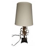 Gilt Metal Lamp With Crystal Drops And Marble Base