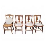Four Carved Wood Dining Chairs With Cushions
