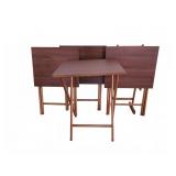 4 Wood Folding TV Trays with Stand