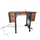 Cast Iron Base Wooden Sewing Table with Drawers