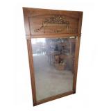 Wood Framed Mirror with Decorative Relief Crest