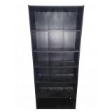 Black Six-Shelf Particle Board Bookcase