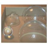 4 Clear Glass Laboratory Domes and Flask
