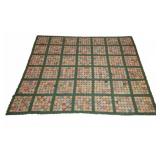 Patchwork Yo-Yo Quilt Multicolor Fabric Coverlet